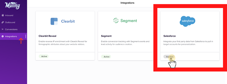 Activating the Salesforce integration in Mutiny