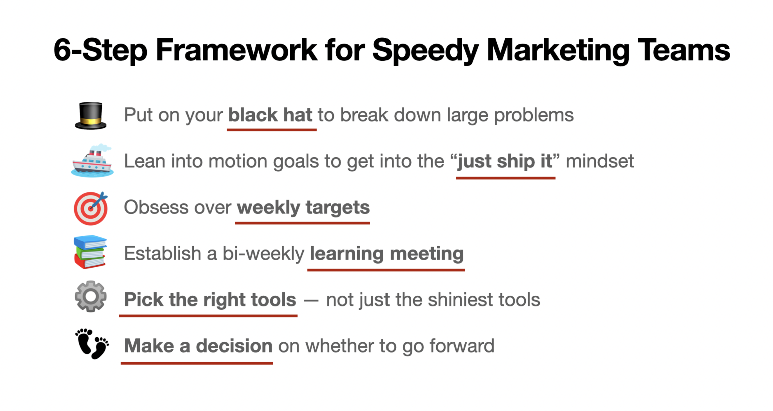 Framework used by speedy marketing teams