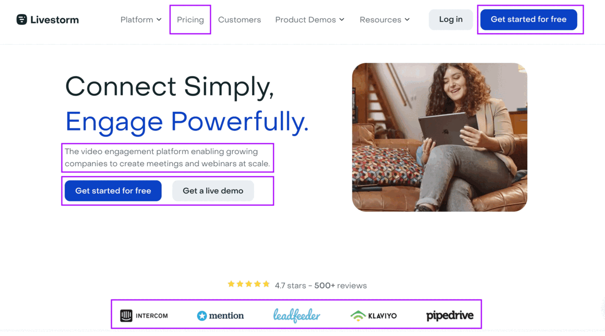 Livestorm Product Led Growth homepage